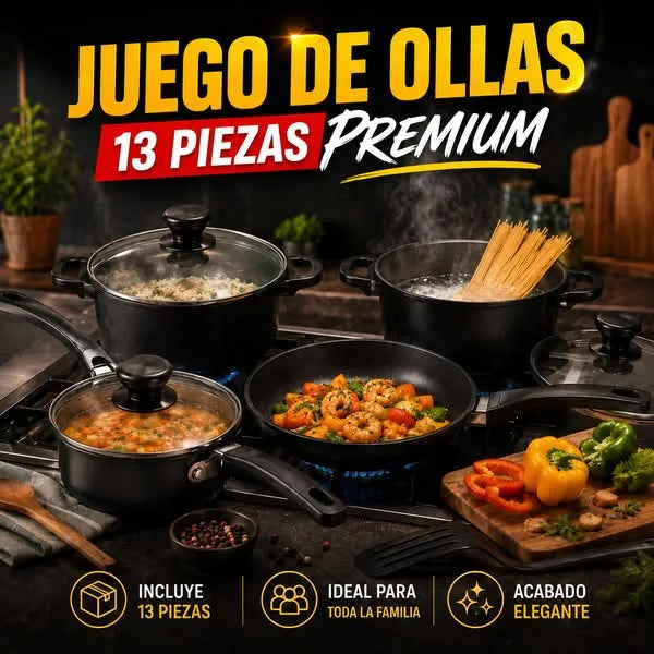Set de Ollas Antiadherente Premium - 13 Piezas