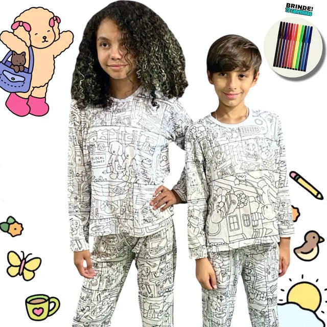 Pijama Mágico Coloreable + Marcadores Lavables GRATIS